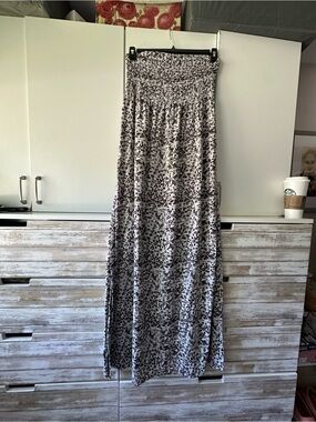 🐆 Mudd Animal Print Smocked Maxi Dress XL Boho Vacation Resort